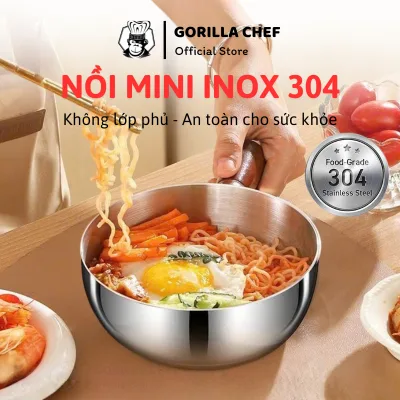 Nồi nấu mì mini 14cm inox 304 cao cấp GORILLA CHEF phù hợp nấu 1 gói mì trực tiếp trên bếp