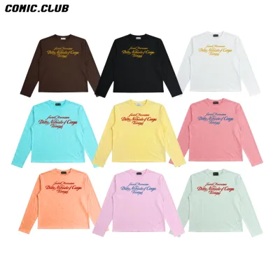 Áo thun cotton xước tay dài 'Comic.Club', thoáng mát.