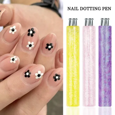 Móng Tay Nghệ Thuật 5 Miếng Chấm Công Cụ Tạo Hoa 1.5 Mm Đầu Mịn Kim Cương Giả Pickers Tay Cầm Lấp Lánh Làm Móng Tay Dụng Cụ Làm Móng Tay Bàn Chải