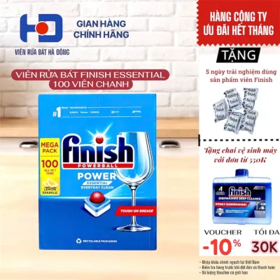 Viên rửa chén bát Finish Essential hương chanh 100 viên [HÀNG CHÍNH HÃNG CÔNG TY]