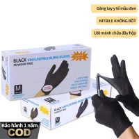 Hộp 100 Chiếc Găng Tay Bền Không Bột, Không Thấm Nước, Găng Tay Nitrile Dùng Một Lần Nguyên Chất Với Độ Đàn Hồi Cao