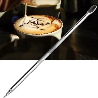 Latte art pen, stainless steel cappuccino art pen, coffee surface decoration tools, art creation for coffee shops, baristas