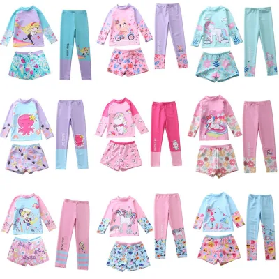 3-Piece Anti-Uv Swimsuit Set Including Long-Sleeved Shirt, Long Pants, Shorts for Girls in Large Size_High Quality Qc Products