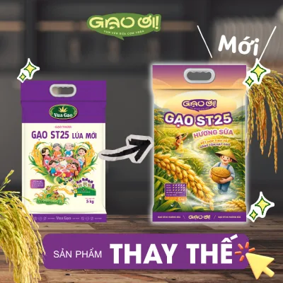 Gạo ST25 Lúa Mới Vua Gạo Túi 5kg – Chính Hãng Gạo Thơm Ngon, Dẻo Nhiều, Vị Đậm Đà
