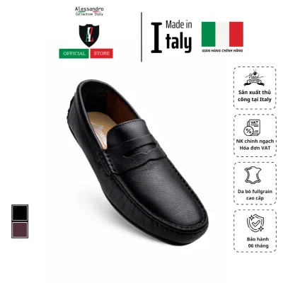 Giày Lười Loafer Nam Bằng Da Thật Màu Đen - Alessandro - Sản Xuất Chính Hãng Tại Ý_Alex-13_Black
