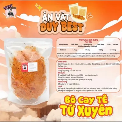 Bánh Tráng Bò Cay Tê Tứ Xuyên Duy Best - Vị Cay Tê Tê & Khô Bò Ngon