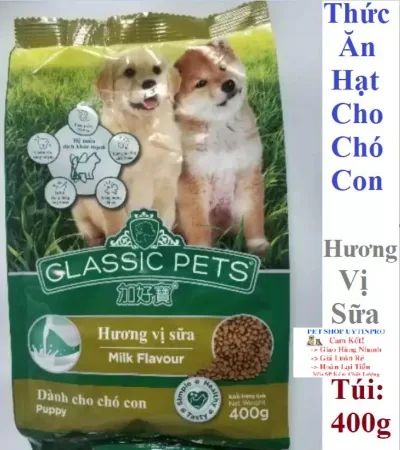 THỨC ĂN DẠNG HẠT CHO CHÓ CON Classic Pets Puppy Hương vị sữa Túi 400g Xuất xứ Thái Lan - Pet shop 24