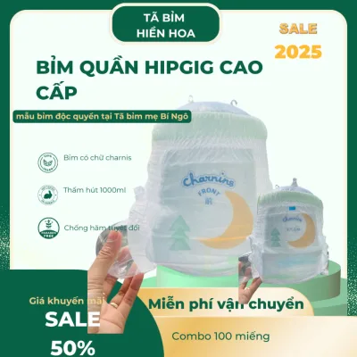 Tã Bỉm quần charnis cao cấp cho bé tiểu nhiều, thấm hút 1000ml 100 M 100L 100XL 100XXL 100XXXL hipgig