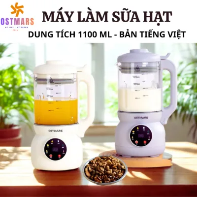 Máy Làm Sữa Hạt OSTMARS - Xay Sinh Tố Cối Thuỷ Tinh Bản Tiếng Việt Đa Chức Năng Nấu Dung Tích 1L