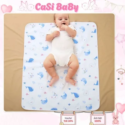Tấm lót chống thấm cho bé 4 lớp cao cấp, miếng lót chống thấm cho bé thay tã bỉm size 50x70cm CaSi BaBy