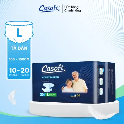 Casoft Adult Diapers – Super Absorbent, Dual Spill Protection, Multi-Dimensional Breathable Size L X10-20 Pieces