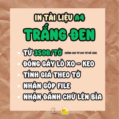 In tài liệu A4 trắng đen - Giấy dày cho HS/SV