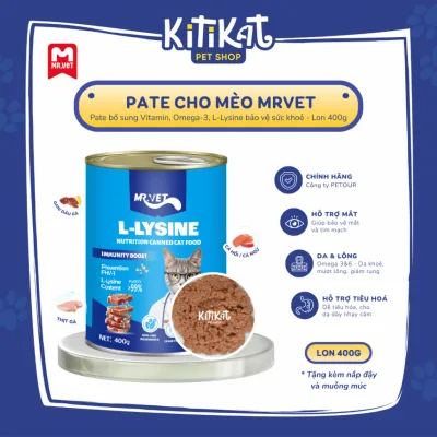 Pate Cho Mèo MRVET 400g Bổ Sung Omega-3, Vitamins, L-Lysine, Iron, DHA, Dành Cho Mèo Mọi Lứa Tuổi