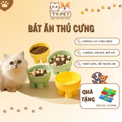 Bát ăn chó mèo, bát ăn chống gù cho chó mèo, thiết kế chống trượt, chống rơi vãi thức ăn, dễ dàng vệ sinh