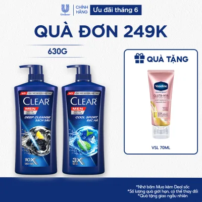 Dầu Gội Đầu cho nam Clear Men đánh bay gàu, ngứa và vi khuẩn mát lạnh cực đỉnh suốt ngày dài 630g