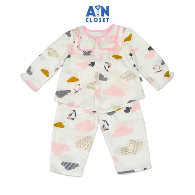 Bộ quần áo Dài bé gái hoạ tiết Mây Cánh Cụt Hồng Xô sợi tre - AICDBGNAYI14 - AIN Closet