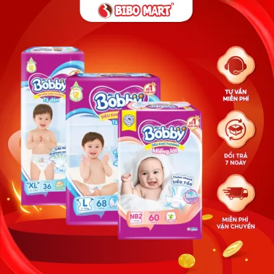 Tã Bỉm Dán Bobby Lõi Nén Cottton Siêu Mỏng Siêu Thấm Thoáng Khí Khô Mát Dành Cho Bé Sơ Sinh - Bibo Mart