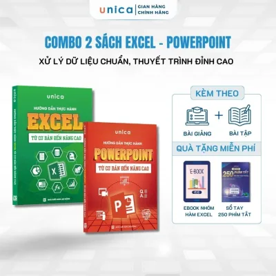 Combo of 2 Excel - Powerpoint Unica Books to Help You Master Office Technology from Basic to Advanced with Online Course