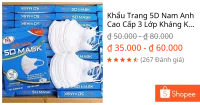 Khẩu Trang 5D Nam Anh Cao Cấp 3 Lớp Kháng Khuẩn Chống Bụi Chính Hãng
