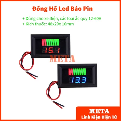 Đồng hồ Led báo pin cho xe điện, vôn kế báo pin cho ác quy 12-60V - Đồng hộ đo pin xe điện