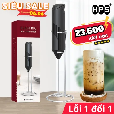 Máy tạo bọt cà phê cầm tay HPS, Máy đánh trứng mini sử dụng pin- Nhựa ABS, inox 304 cao cấp CÓ GIÁ ĐỠ