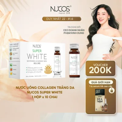 TPBVSK Nước Uống Collagen Nucos Super White Hỗ Trợ Dưỡng Trắng Da Hỗ Trợ Mờ Thâm Nám Hộp 10chaix50ml