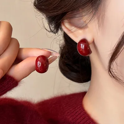 Chúc Mừng Năm Mới Trung Quốc Đỏ Bông Tai Đẹp Bông Tai Tai Phụ Kiện Trang Sức