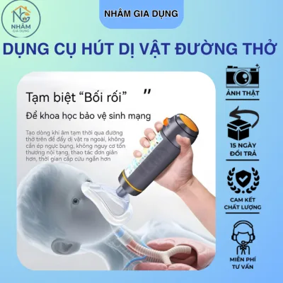 Dụng Cụ Hút Dị Vật Đường Thở Sơ Cứu – Thiết Bị Chống Nghẹn Khẩn Cấp Cho Trẻ Em & Người Lớn (Kèm 3 Mặt Nạ Thay Thế)