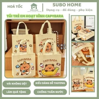 Túi Tote vải không dệt canvas Capybara dễ thương túi sách vải đeo đựng quà sinh nhật đồ dùng học tập cá nhân