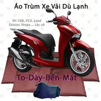 [Loại To - Tốt] Áo Bạt Phủ Trùm Xe Máy Cỡ Lớn KhoNCC Hàng Chính Hãng - Dù Cá Cỡ 3 - Đỏ Đô