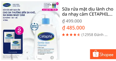 Sữa rửa mặt dịu lành cho da nhạy cảm CETAPHIL GENTLE SKIN CLEANSER 473ML
