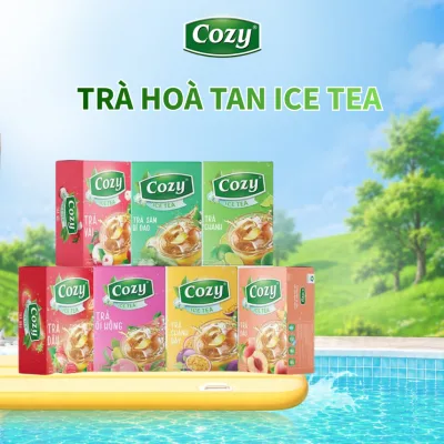Trà Cozy Hoà Tan Ice Tea (240gr - 16 gói) Hương Vị Trái Cây Thiên Nhiên Chua Ngọt, Giải Nhiệt Mùa Hè