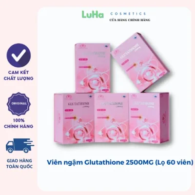 Viên ngậm Glutathione 2500MG hồng lọ 60 viên, trắng da, mờ nám, cân bằng nội tiết tố, luhacosmetics