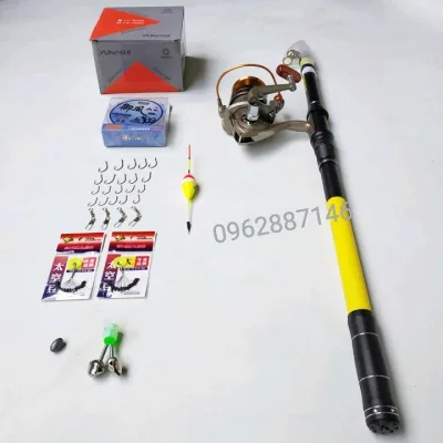 bộ cần câu cá 2m1 kèm máy và phụ kiện đầy đủ