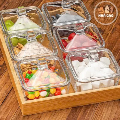 🌸Khay Đựng Mứt Tết-Khay Đựng Bánh Kẹo Tết,Hoa quả khô,Đồ ăn vặt/Thố Mứt Tết Thủy Tinh DeLi Cao Cấp.