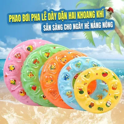 PHAO BƠI TRẺ EM 2 LỚP SIÊU DÀY (60/70/80cm) - HỌA TIẾT NGẪU NHIÊN - AN TOÀN CHỐNG LẬT