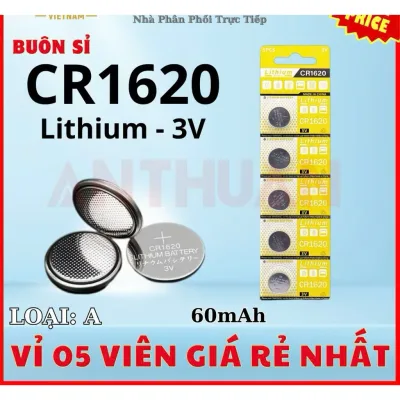 Vỉ 5 Pin Cúc áo CR1620 3V pin chất lượng giá rẻ cho Cảm biến Áp xuất lốp Smartkey thiết bị y tế