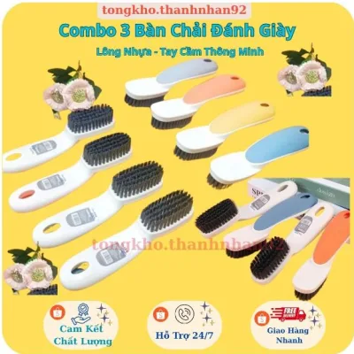 Combo 3 Bàn Chải Vệ Sinh Giày Dép Đa Năng Lông Mềm Tay Cầm Dài Tiện Lợi