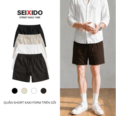 Quần short kaki nam SEIXIDO quần đùi cạp chun chất liệu kaki mềm mịn thoáng mát N050
