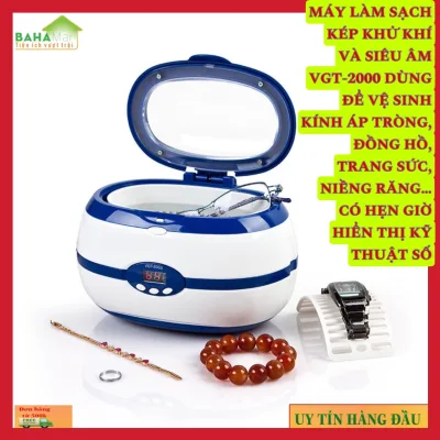 MÁY LÀM SẠCH KÉP KHỬ KHÍ VÀ SIÊU ÂM VGT-2000 DÙNG ĐỂ VỆ SINH KÍNH ÁP TRÒNG, ĐỒNG HỒ, TRANG SỨC, NIỀNG RĂNG… CÓ HẸN GIỜ HIỂN THỊ KỸ THUẬT SỐ "BAHAMAR" chế độ khử khí giúp loại bỏ oxy khỏi chất lỏng và tăng tính thấm của chất lỏng