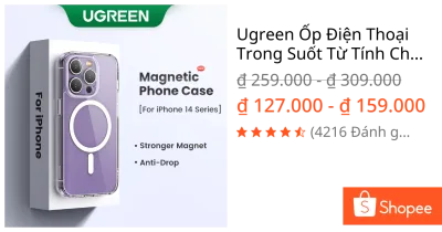 Ugreen Ốp Điện Thoại Trong Suốt Từ Tính Chống Va Đập Cho iPhone 15 16 17 Pro Max