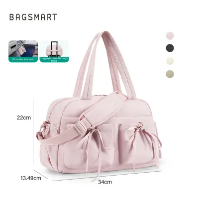 Bagsmart Travel Bag Duffle Bag Gym Bag with Bow Tie, Weekend Bag Waterproof Workout Bag
