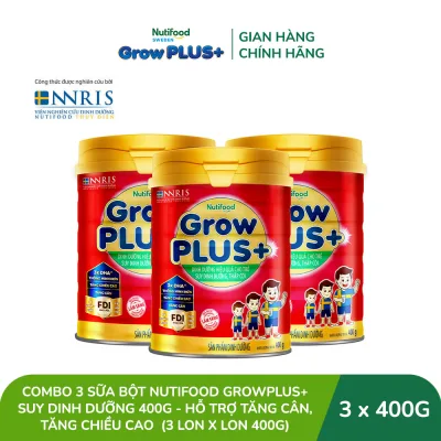 Combo of 3 Nutifood Growplus+ Malnutrition Milk Powder 400g - Supports Weight Gain, Height Increase (3 Cans X 400g Can)