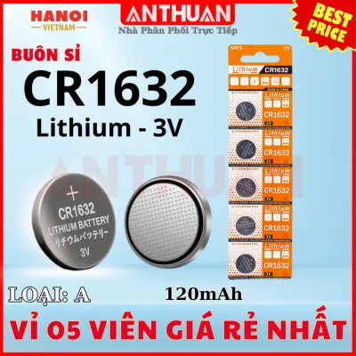 Vỉ 5 Pin Cúc áo CR1632 3V pin chất lượng giá rẻ cho Cảm biến Áp xuất lốp Smartkey thiết bị y tế