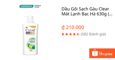 Dầu Gội Sạch Gàu Clear Mát Lạnh Bạc Hà 630g (612ml)