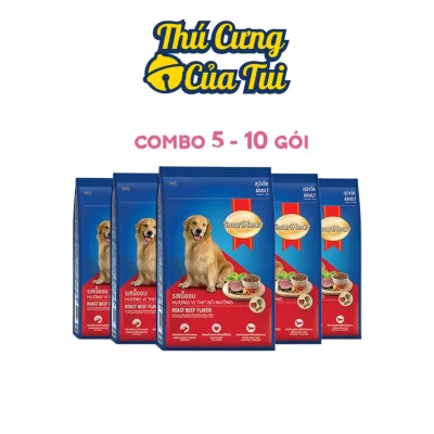 Combo 5 Gói Thức Ăn Cho Chó Lớn Hạt Khô SmartHeart Vị Thịt Bò Nướng 400gr - Thú Cưng Của Tui