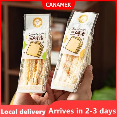 100 chiếc giấy gói sandwich chuyên dụng, dùng một lần, dễ xé, trong suốt, dạng tam giác, túi đóng gói bánh nướng, bánh mì