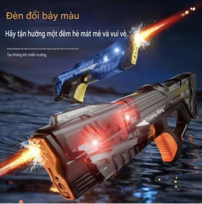 Đồ chơi phun nước chạy Điện pin sạc tầm xa UZI, Supper, Mp5, Glock có Đèn led tia lửa pin sạc dành cho bé giải trí mùa hè cực Đỉnh toy