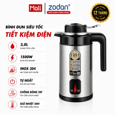 Ấm siêu tốc 2in1 đun nước cực nhanh, ấm đun nước siêu tốc cao cấp dung tích 3 LÍT kiêm bình giữ nhiệt