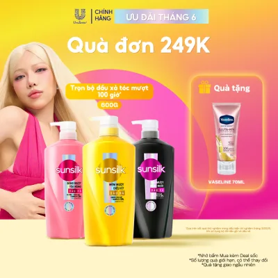 Kem xả Sunsilk cho tóc Mượt 100h (Bóng mướt- Luminous UV / Đen óng - Glossy Black / Mềm mượt - Silky Smooth) 600g